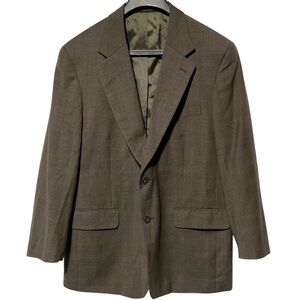Club Room 100% Wool Brown Plaid Men's Blazer Size R42